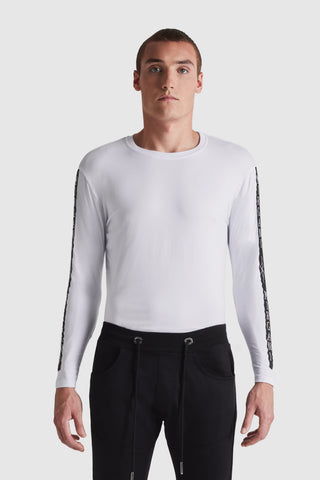 Long Sleeve Logo Tape Tee | White/Gold Edition