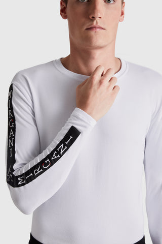 Long Sleeve Logo Tape Tee | White