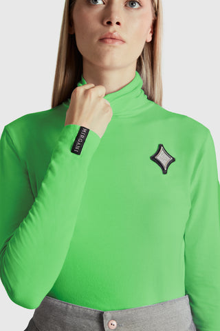 Long Sleeve Rhinestone Logo Badge Turtleneck | Green