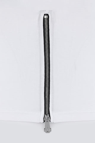Elongated Box Tee with Zip Accents | White