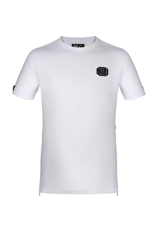 Elongated Box Tee with Zip Accents | White